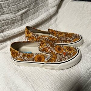 Vans Women's Floral Slip-On Sneakers - Yellow and Brown